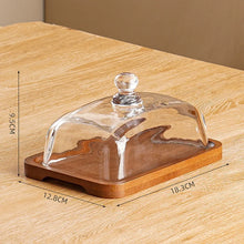 Load image into Gallery viewer, Wooden and Glass Butter Dish with Lid | Cake Dessert Fruit Display - 1 Set