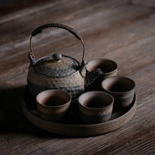 Load image into Gallery viewer, Rustic Wabi-Sabi Japanese Tea Set | Ceramic Teapot &amp; 4 Cups