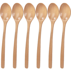 Long Handle Wooden Asian Soup Spoons | Chinese Tableware - 6 Pc set