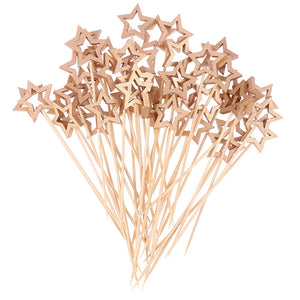 Star Fancy Toothpicks | Silver Bronze Decorative Food Sticks - 50 Pcs