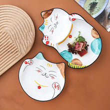 Load image into Gallery viewer, Happy Cat Plates | Large Japanese Ceramic Kitty Shaped Serving Plate - 1 Pc