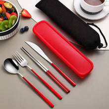 Load image into Gallery viewer, Metal Chopsticks Set with Spoon Fork in Travel Box and Portable Case