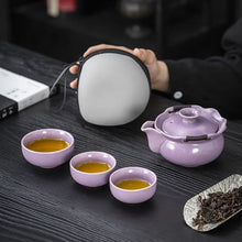 Load image into Gallery viewer, Purple Travel Tea Set Portable | Floral Chinese Teapot Cups with Case