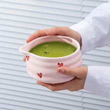 Load image into Gallery viewer, Pink Heart Japanese Matcha Bowl Set | Ceramic Chawan Whisk Holder - 2 Pc