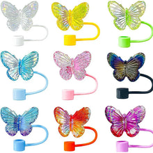 Load image into Gallery viewer, Cute Butterfly Straw Toppers | Silicone Stanley Cover Cap - 1 Pc