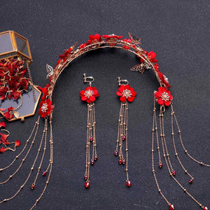 Ornate Chinese Bridal Hair Pins | Decorative Headdress Jewelry - 1 Set