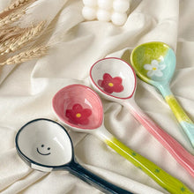 Load image into Gallery viewer, Hand Painted Asian Soup Spoons | Cute Ceramic Flower Kawaii - 1 Pc