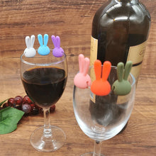 Load image into Gallery viewer, Cute Rabbit Wine Glass Charm | Silicone Identifier Drink Marker - 6 Pc Set