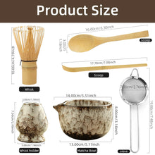 Load image into Gallery viewer, Brown Textured Matcha Tea Set | Bowl Sifter Spoon Scoop Whisk Holder - 6 Pc