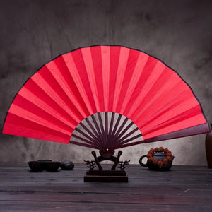 Red Folding Silk Chinese Hand Fan | Cloth Handheld Bamboo - 1 Pc