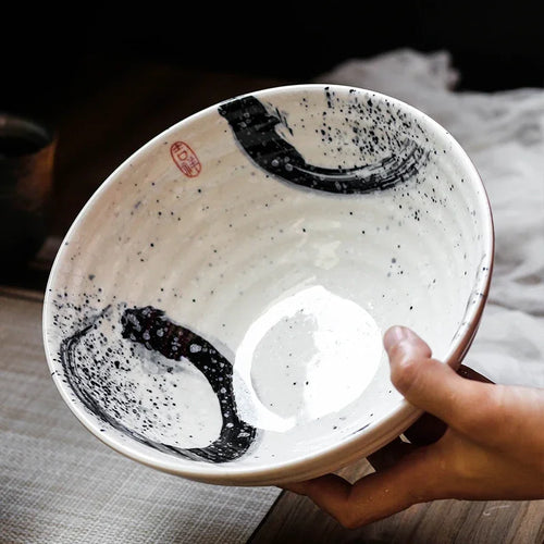 Japanese Ramen Bowl | Large Painted Ceramic Noodle Soup Bowls - 1 Pc