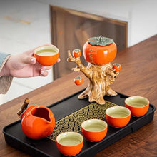 Load image into Gallery viewer, Persimmon Chinese Kung Fu Tea Gift Set | Luxury Ceramic Pot Cup - 8 Pc