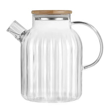 Load image into Gallery viewer, Scallop Ridge Glass Teapot with Bamboo Lid and Filter - 1 Set