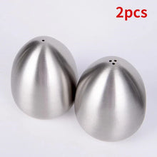 Load image into Gallery viewer, Egg Shape Salt and Pepper Shakers | Stainless Steel Seasoning - 2 Pc set