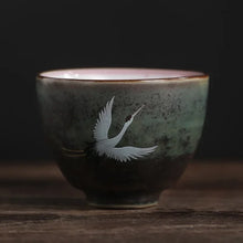 Load image into Gallery viewer, Flying Crane Japanese Tea Cups | Ceramic Animal Inspired Asian Drinkware - 1 Pc