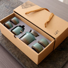 Load image into Gallery viewer, Spring Blue Chinese Tea Set with Giftbox | Modern Pottery Cups - 8 Pc