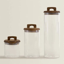 Load image into Gallery viewer, Large Glass Spice Jars with Handle Lid | Clear Food Storage Tea Canister - 1 Pc