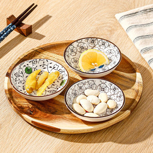 Blue & White Ceramic Soy Sauce Dish | Japanese Small Dipping Bowl - 6 PC Set