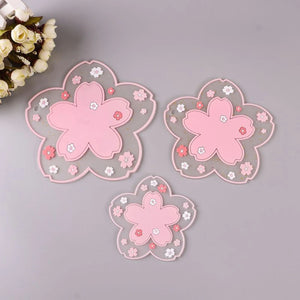 Pink Sakura Cute Coasters for Drinks | Japanese Cherry Blossom Mats - 1 Pc