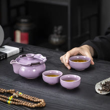 Load image into Gallery viewer, Purple Travel Tea Set Portable | Floral Chinese Teapot Cups with Case