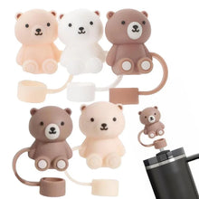 Load image into Gallery viewer, Cute Brown Bear Straw Toppers | Silicone Cover Tumblr Cap - 1 Pc