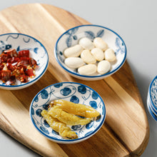 Load image into Gallery viewer, Mini Ceramic Soy Sauce Dish | Blue &amp; White Dipping Bowls - 6 Pc Set