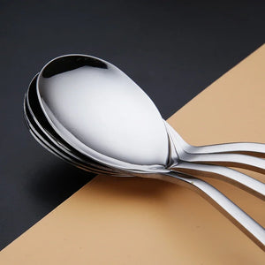 Korean Metal Asian Soup Spoon | Long Handle Stainless Steel - 1 PC