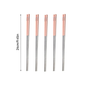 Cute Colorful Animal Korean Metal Chopsticks for Family Kids | 5 Pair Set