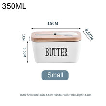 Load image into Gallery viewer, White Ceramic Butter Dish with Bamboo Lid and Knife - 1 Set