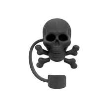 Load image into Gallery viewer, Black Skull Stanley Straw Covers | Silicone Halloween Toppers Caps - 1 Pc