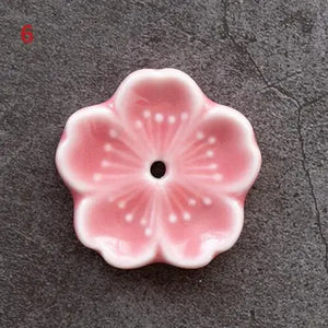 Cherry Blossom Ceramic Incense Holder | Cute Sakura Flower Stick Burners - 1 Pc