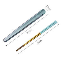 Load image into Gallery viewer, Gold Travel Chopsticks with Case | Stainless Steel Metal Small Portable Camping Chopstick - 1 Pair