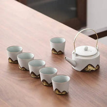 Load image into Gallery viewer, Minimalist Mountain Design Japanese Tea Set | Teapot &amp; 6 Cups