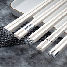 Load image into Gallery viewer, White Chinese Chopsticks | Non-Slip Alloy Luxury Utensils - 5 Pair Set