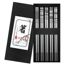 Load image into Gallery viewer, Silver Textured Metal Chopsticks | Korean Luxury Fancy Set - 5 Pairs