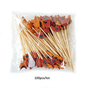 Chicken Fancy Toothpicks | Farm Rooster Disposable Bamboo Skewer - 100 Pc