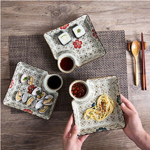 Load image into Gallery viewer, Large Square Sushi Plates with Dipping Bowl | Japanese Ceramic Platter - 1 Pc