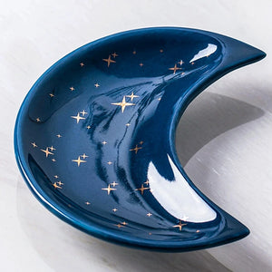 Nordic Moon Shape Small Trinket Dish | Ceramic Jewelry Plate - 1 Pc