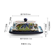 Load image into Gallery viewer, Folk Art Ceramic Butter Dish | Cute Cheese Storage with Lid - 1 Set