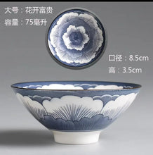 Load image into Gallery viewer, Blue &amp; White Porcelain Kobashi Small Tea Cups | Soy Sauce Dish - 1 PC