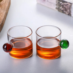 Contemporary Espresso Cups | Small Glass Ball Handle - 1 Pc