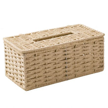 Load image into Gallery viewer, Beige Rattan Tissue Box Cover | Vintage Paper Holder Case - 1 Pc