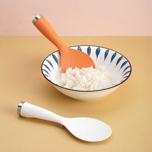 Cute Orange Standing Rice Paddle | Non-Stick Long Handle Shamoji Spoon Scoop Spatula - 1 Pc