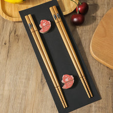 Load image into Gallery viewer, Chinese Wooden Chopsticks with Chopstick Rests | Luxury Gift - 2 Pair Set