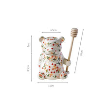 Load image into Gallery viewer, Cute Small Honey Jar with Dipper | Ceramic Bear Holding Wooden Stick - 1 Set