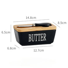 Load image into Gallery viewer, Cute Butter Dish | Colorful Bamboo Lid and Knife Holder Ceramic - 1 Set