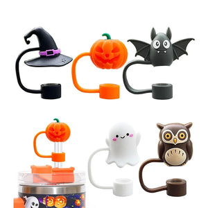 Cute Spooky Stanley Straw Toppers Set | Silicone Halloween Covers - 1 Pc