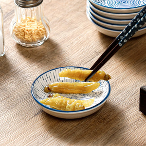 Mini Ceramic Soy Sauce Dish | Blue & White Dipping Bowls - 6 Pc Set