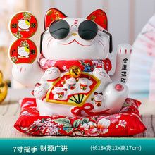 Load image into Gallery viewer, Lucky Cat Ceramic Display | Large Fortune Decoration Electric Wave Hand - 1 Pc