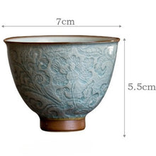 Load image into Gallery viewer, Lotus Chinese Tea Cup | Embossed Crackle Glaze Ceramic Master Cup – 95ml